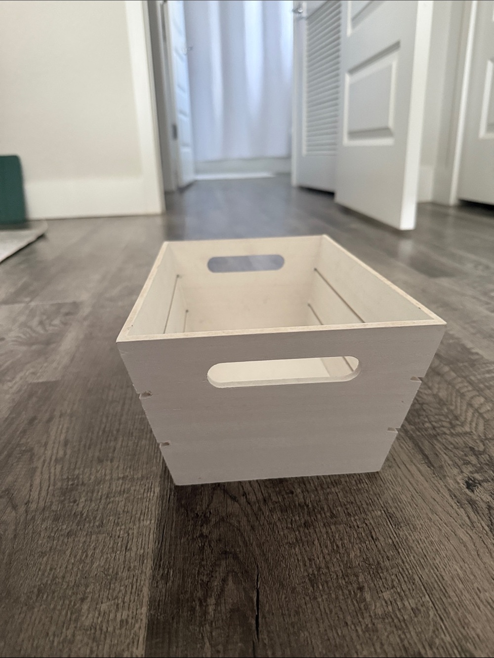 White Wooden Slatted Decorative Storage Crate - Picture 3 of 6